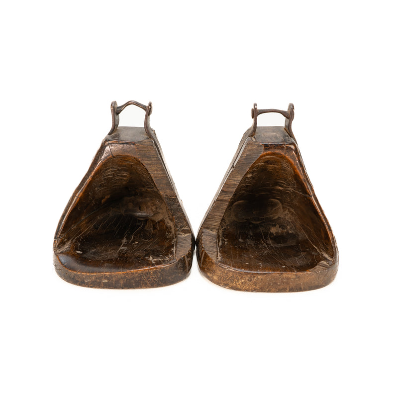 Pair of 19th Century South American Hand Carved Wood Stirrups