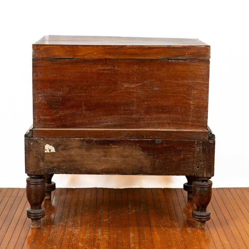 South East Asian Mahogany Hinged Chest on Stand