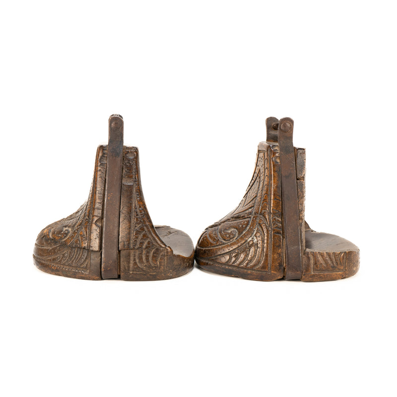 Pair of 19th Century South American Hand Carved Wood Stirrups
