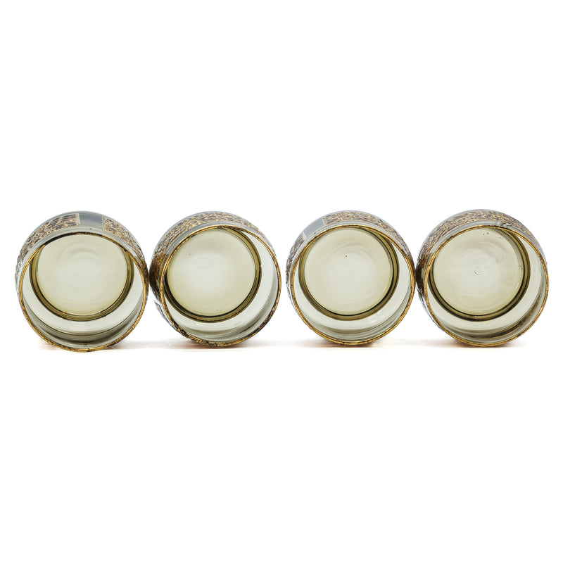 Mid Century Modern Libbey Brown & Gold Drinking Glasses with Serving Tray