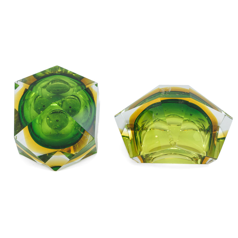 Flavio Poli Murano Glass Lighter & Ashtray Set