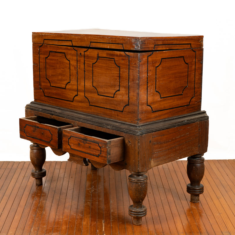 South East Asian Mahogany Hinged Chest on Stand