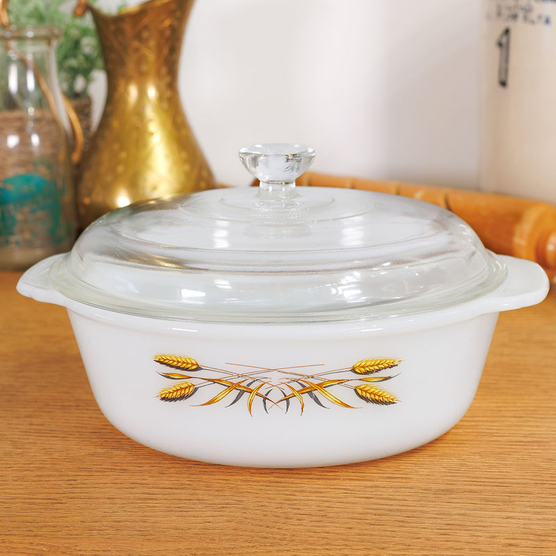 Fire King Wheat Pattern 1 1/2 Quart Round Casserole