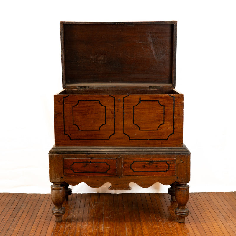 South East Asian Mahogany Hinged Chest on Stand