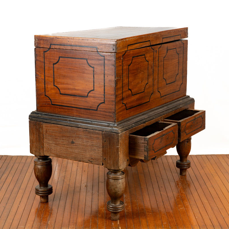 South East Asian Mahogany Hinged Chest on Stand