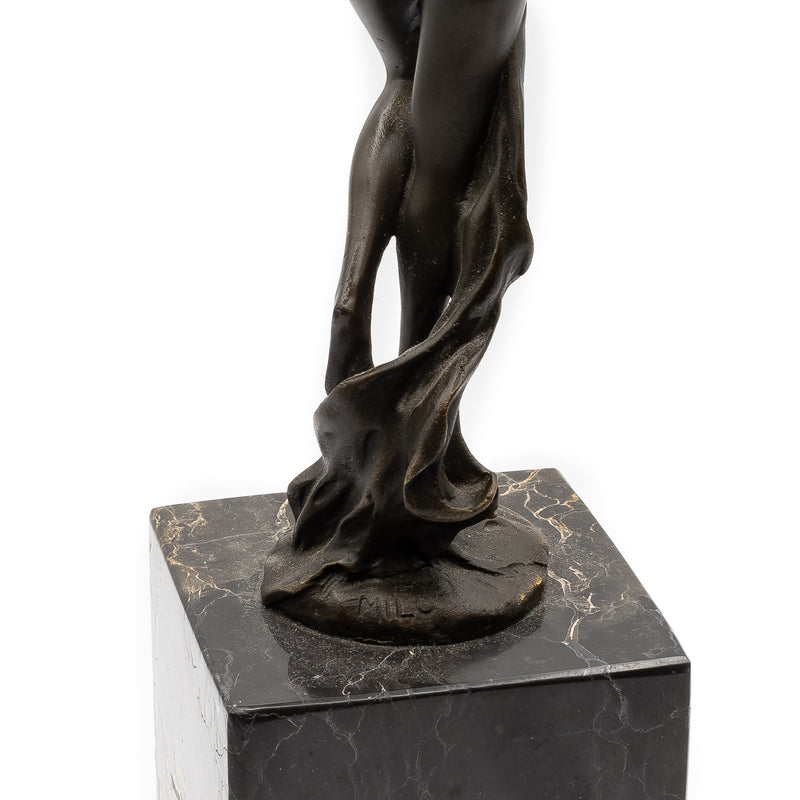 Art Nouveau Style Dancer Statue on Marble Base