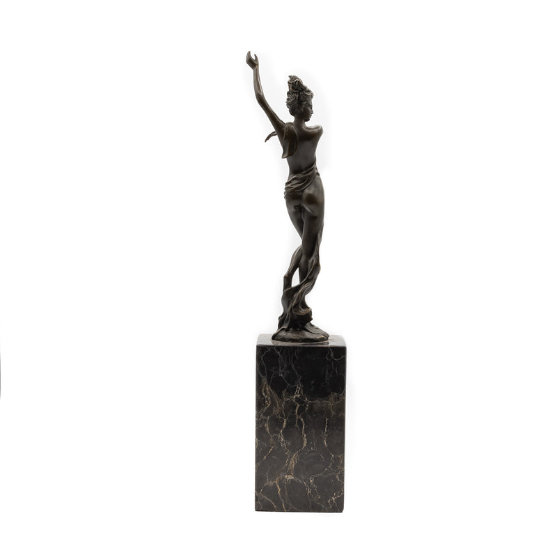 Art Nouveau Style Dancer Statue on Marble Base