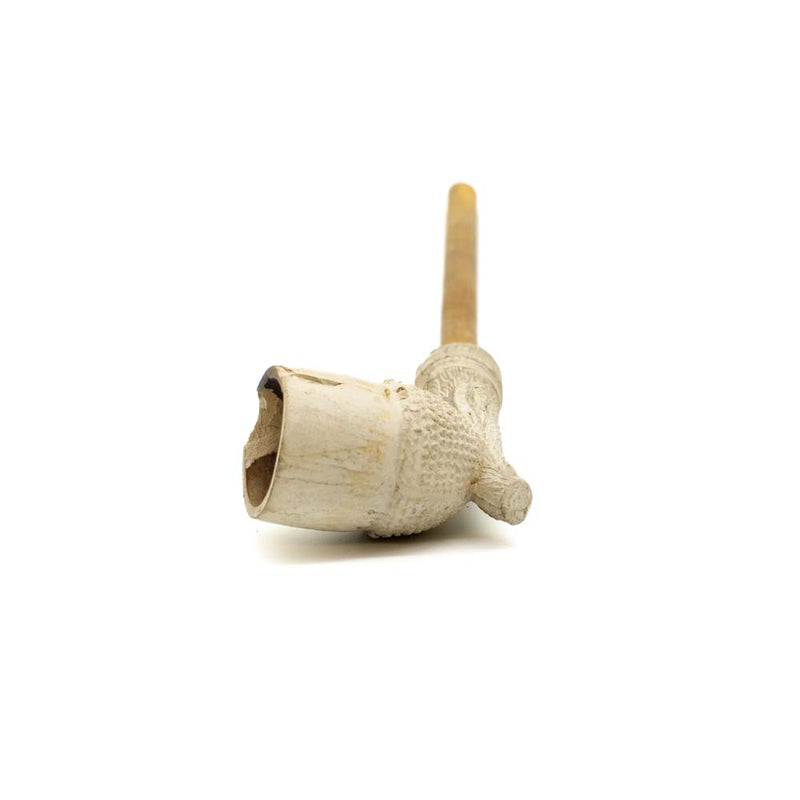 Clay Branch & Leaf Pipe with Narrow Wood Stem