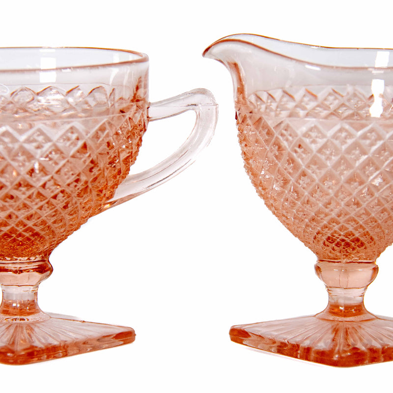 Anchor Hocking Miss America Pink Depression Glass Cream & Sugar Bowl