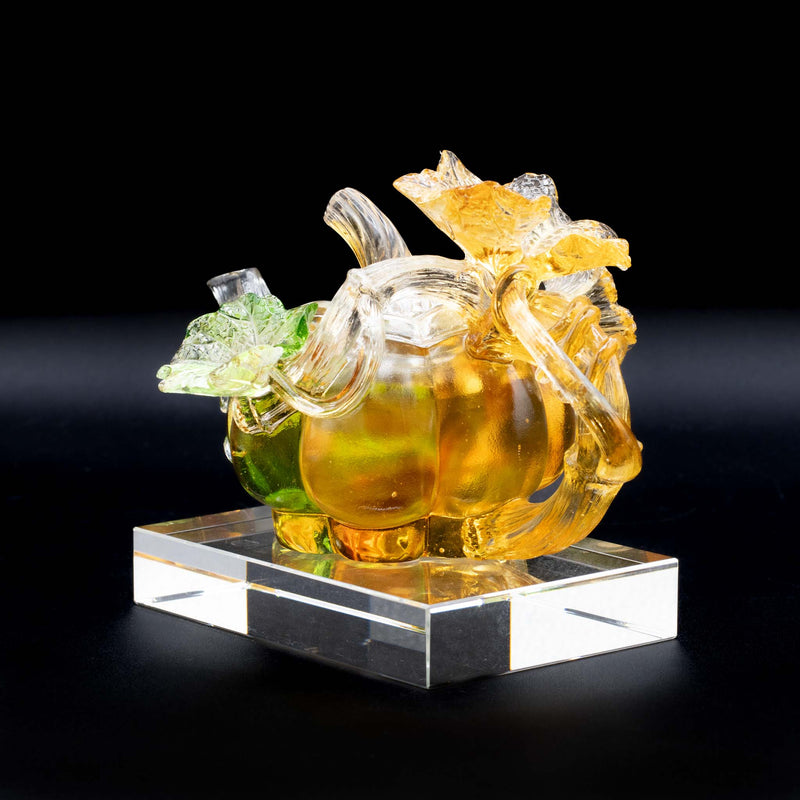 Xia Shi Liu Li Glass Pumpkin Teapot with Original Box