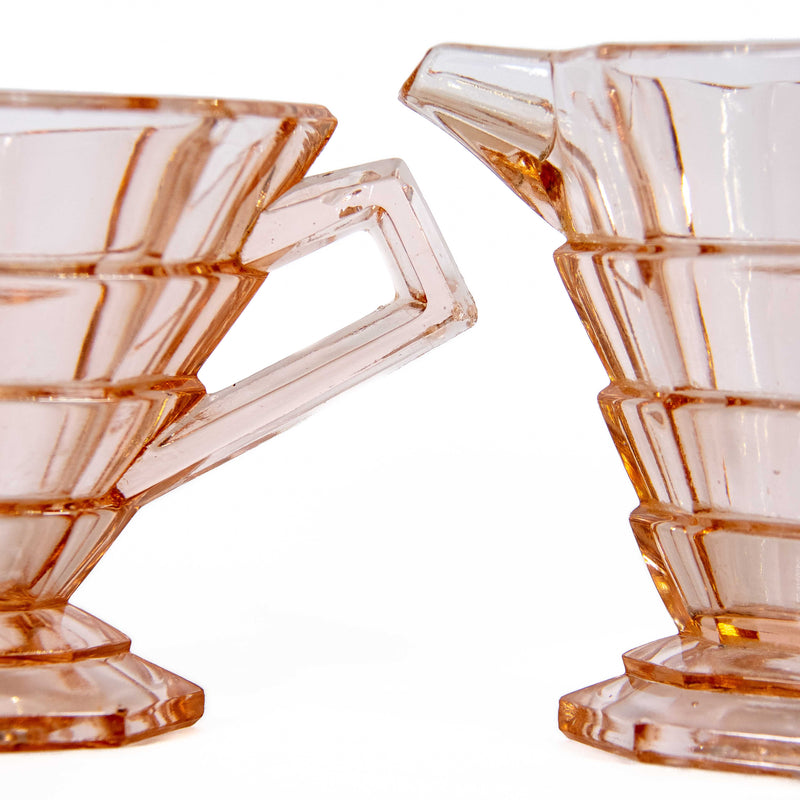 Indiana Glass Pink Tea Room Cream & Sugar Set