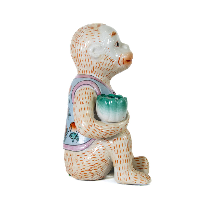Ceramic Chinoiserie Monkey Candle Holder