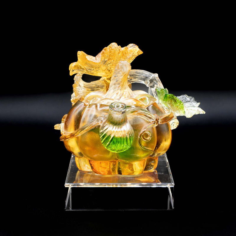 Xia Shi Liu Li Glass Pumpkin Teapot with Original Box