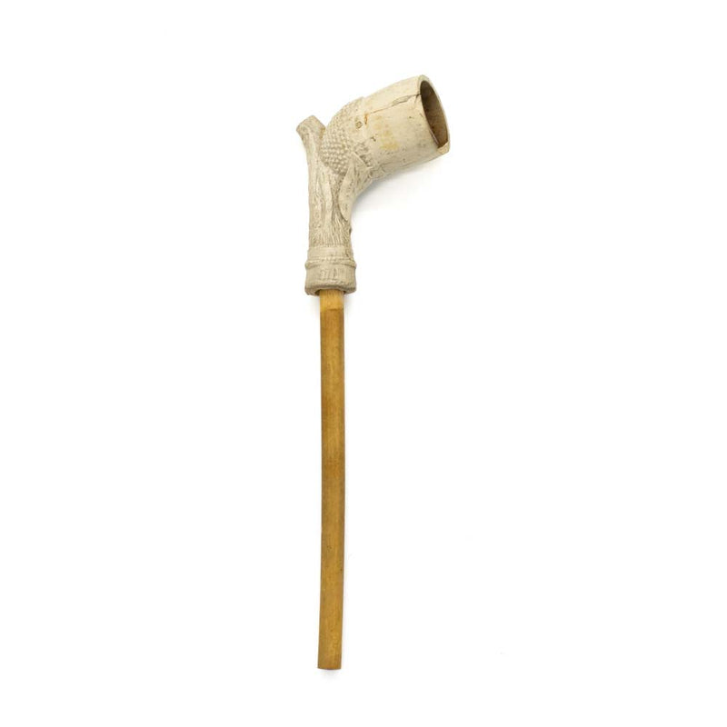 Clay Branch & Leaf Pipe with Narrow Wood Stem