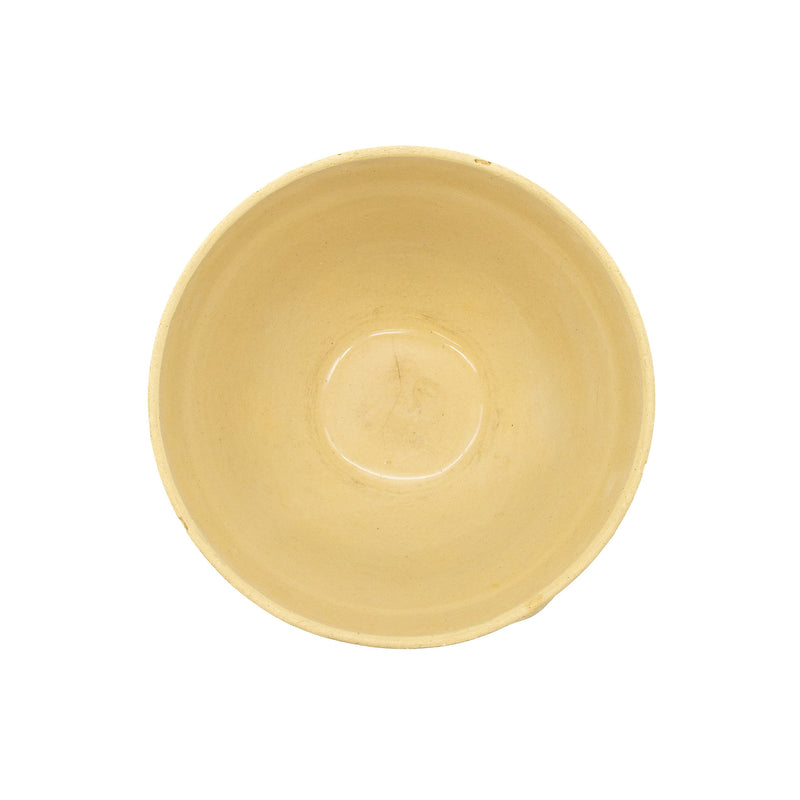 McCoy Blue & Pink Banded Yellow Stoneware Mixing Bowl : 10"