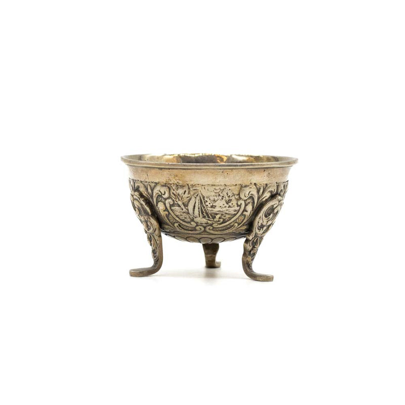 H. Hooijkaas Dutch 900 Silver Ornate Footed Open Salt Cellar