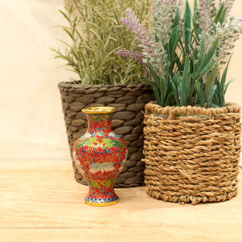 Small Red Floral Cloisonne Vase