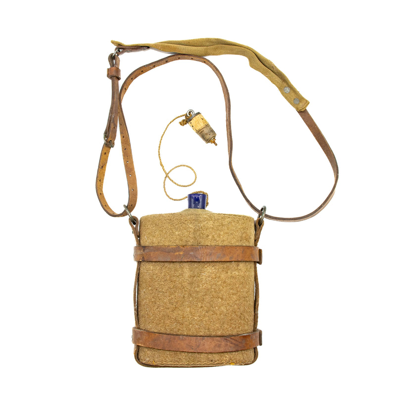 WWI Canadian Canteen with Original Wool Wrap & Leather Harness