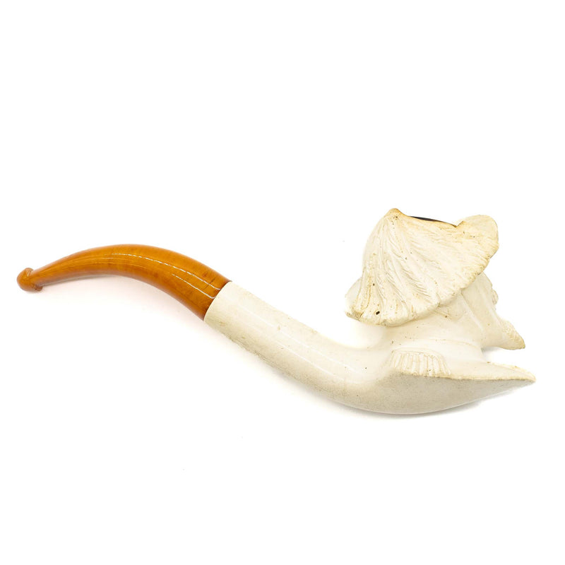 Figural Meerschaum Spanish Conquistador Pipe with Amber Stem & Case