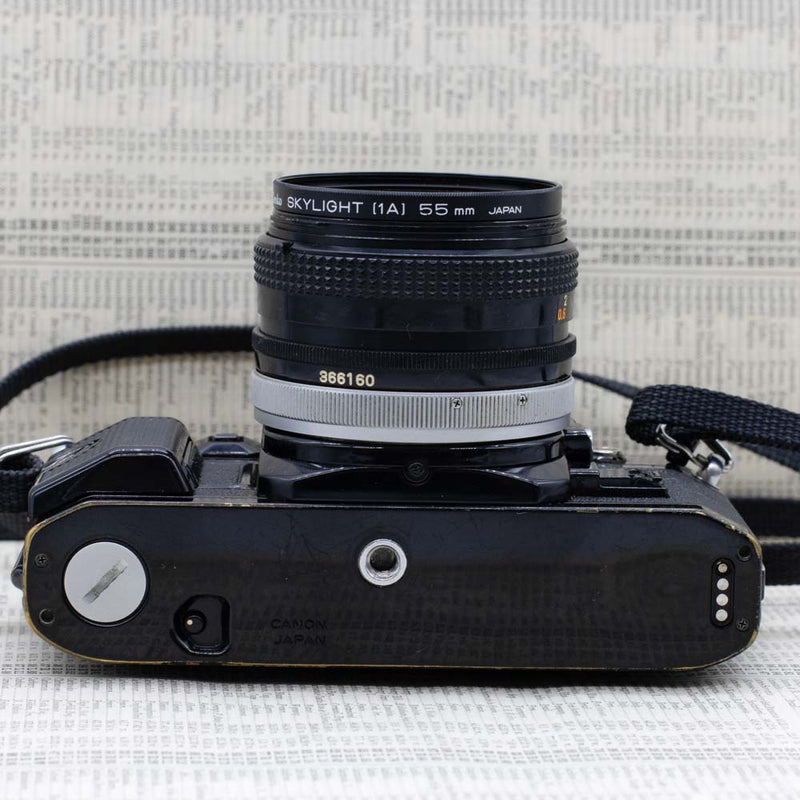 Canon A-1 Black Body with FD S.C. 50mm f/1.8 Lens & Strap