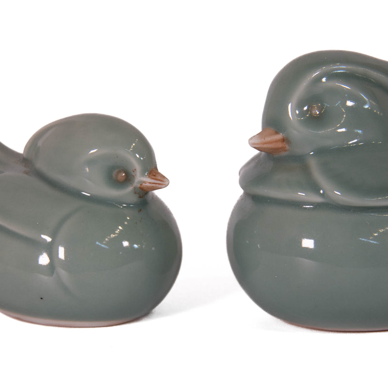 Pair of Japanese Celadon Glazed Mandarin Ducks