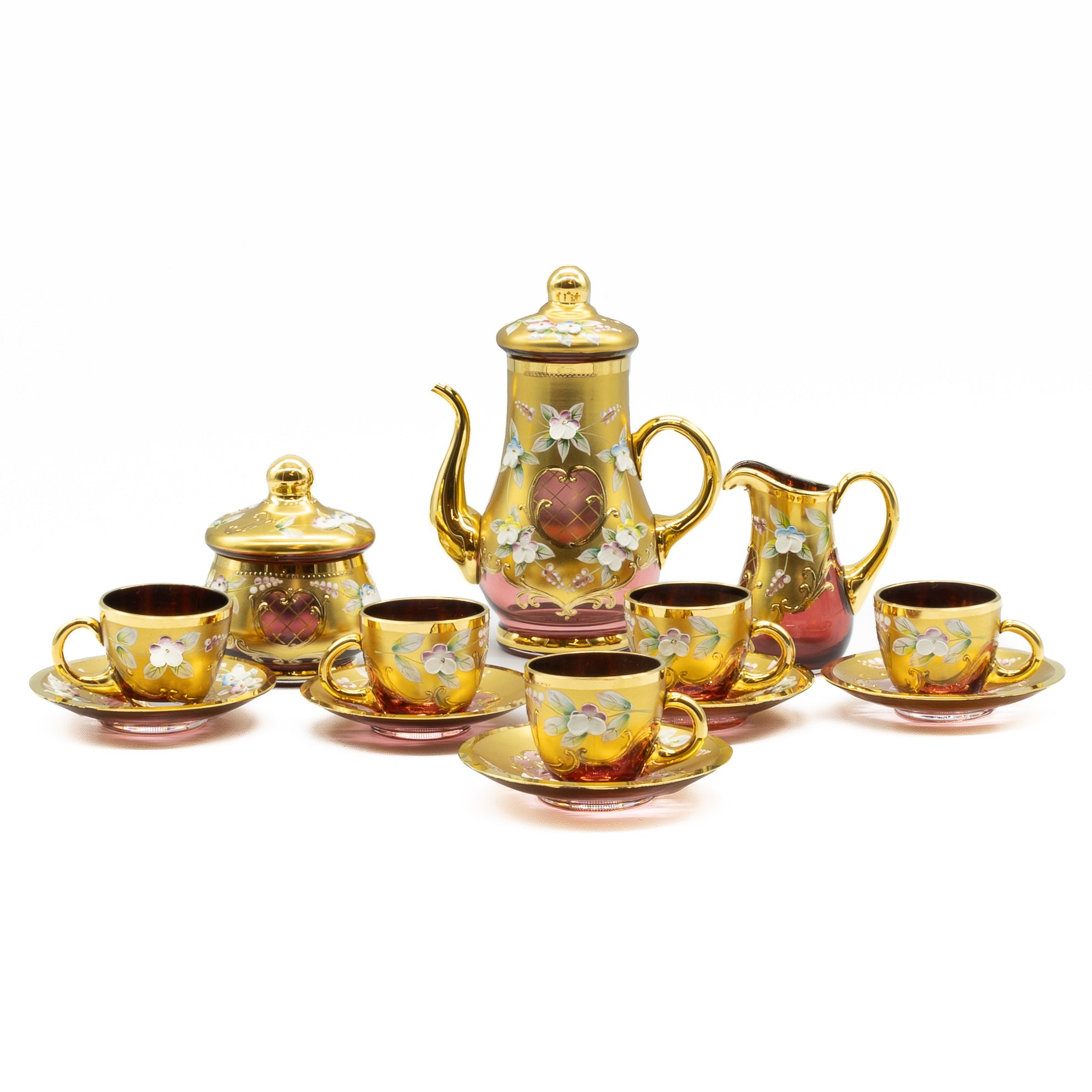 RL Czechoslovakia Bohemian Glass Tea Set Everything Old Antiques