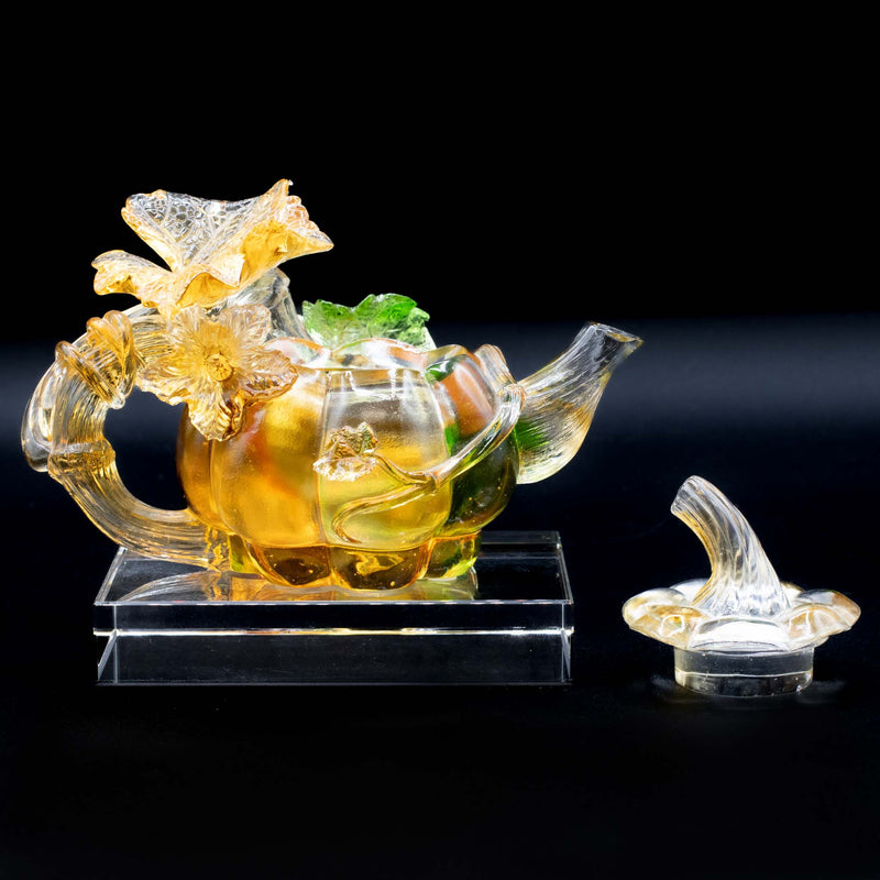 Xia Shi Liu Li Glass Pumpkin Teapot with Original Box