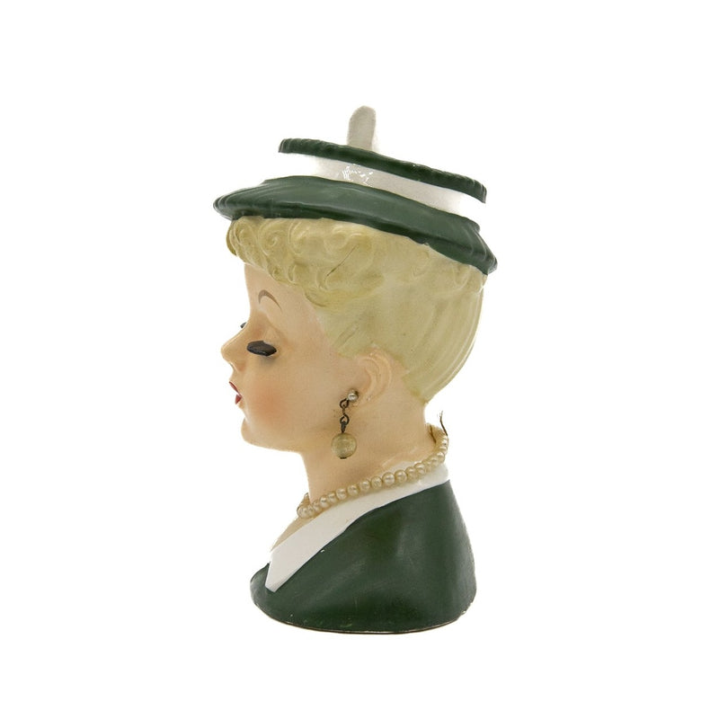Napco Green "Lucille Ball" Head Vase : Missing One Earring
