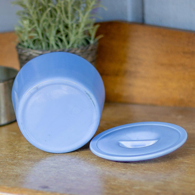 Jeanette Blue Delphite Round Grease Pot with Lid