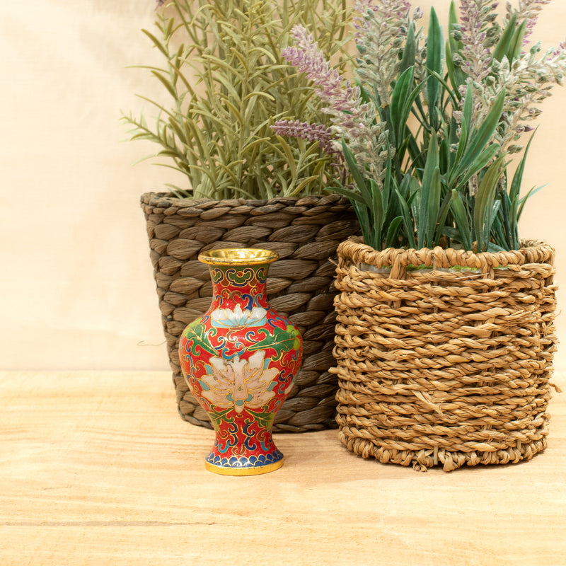 Small Red Floral Cloisonne Vase