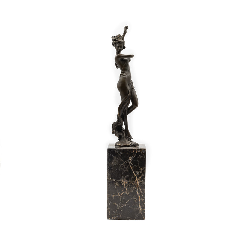 Art Nouveau Style Dancer Statue on Marble Base