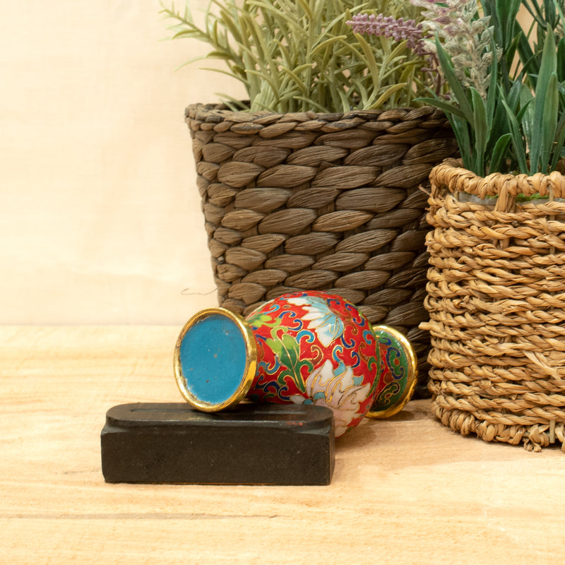 Small Red Floral Cloisonne Vase