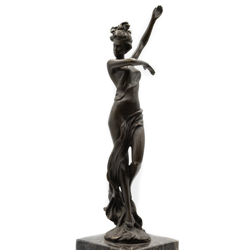 Art Nouveau Style Dancer Statue on Marble Base