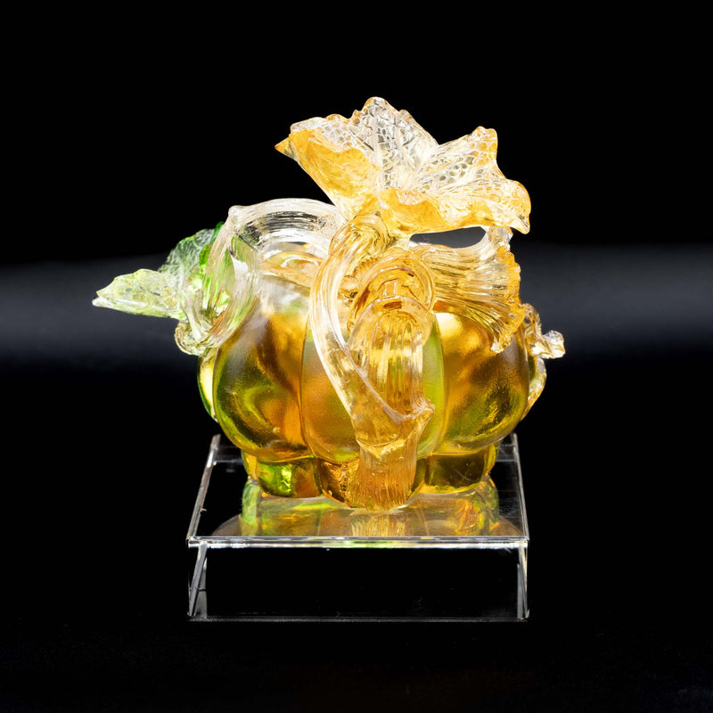 Xia Shi Liu Li Glass Pumpkin Teapot with Original Box