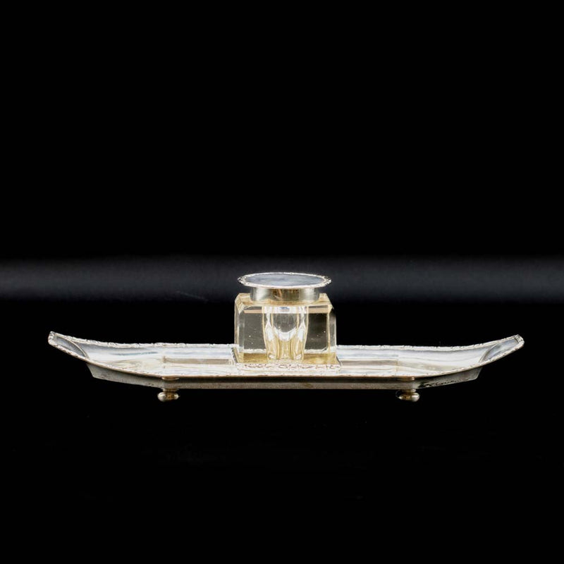 Sterling Silver & Crystal Inkwell by Lee & Wigfull, 1911