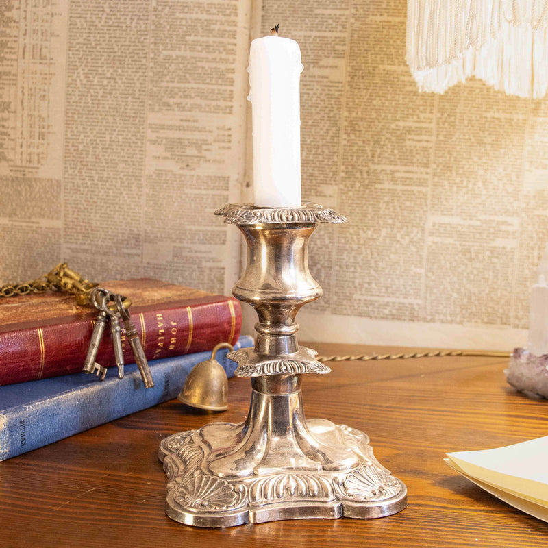 Viking Silver Plate Old English Reproduction Pair of Candle Sticks