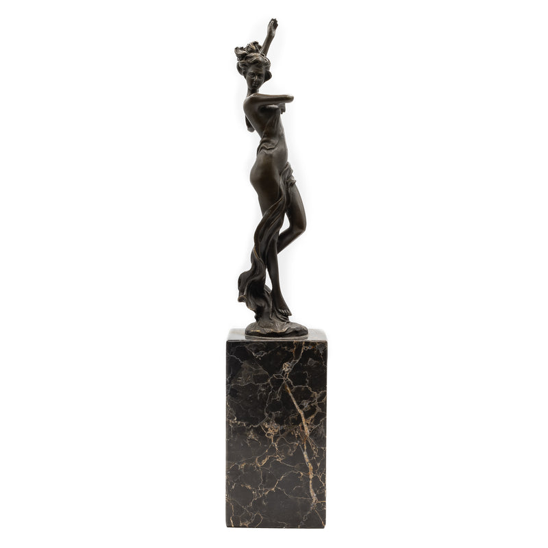 Art Nouveau Style Dancer Statue on Marble Base