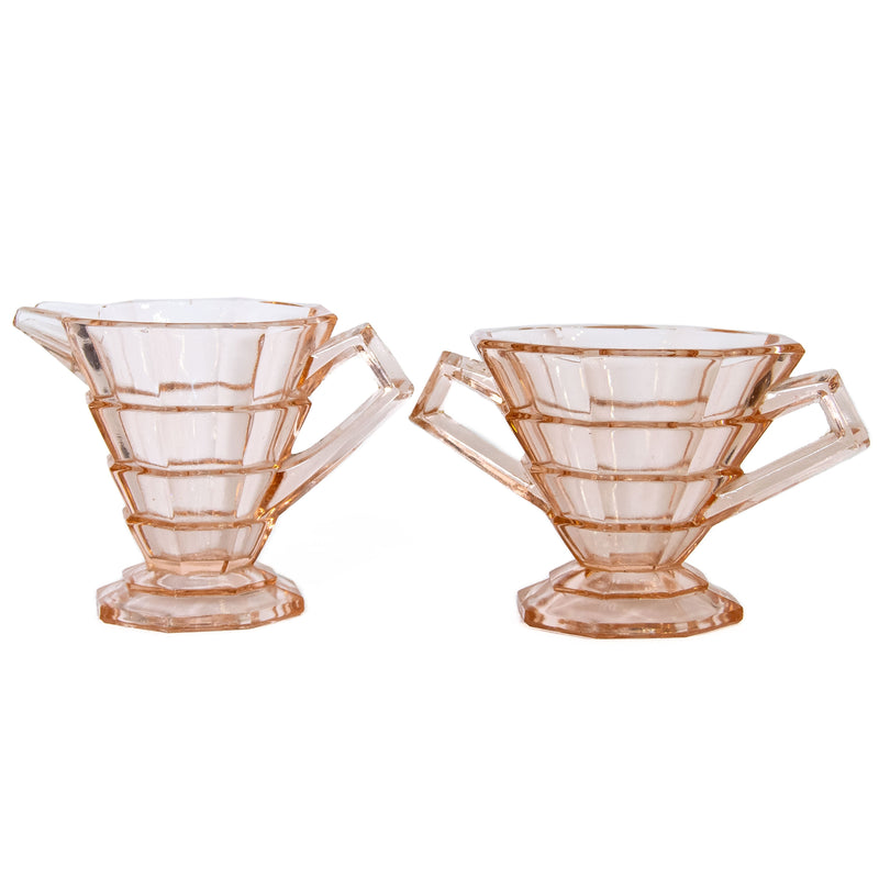 Indiana Glass Pink Tea Room Cream & Sugar Set