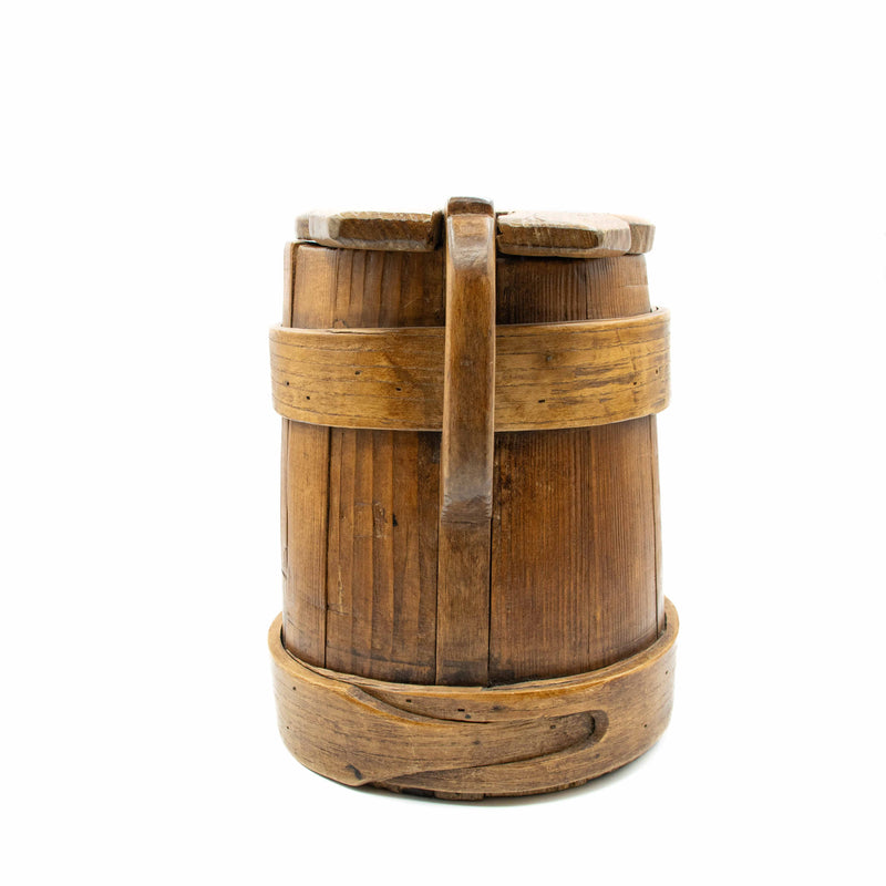 18th Century Wood Staved Tankard with Lid