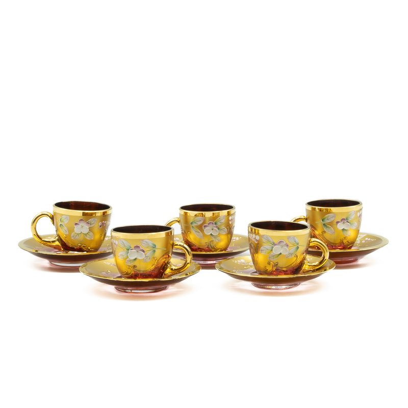 RL Czechoslovakia Bohemian Glass Tea Set