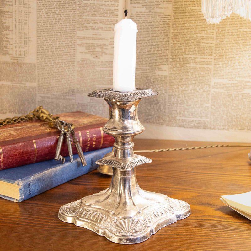 Viking Silver Plate Old English Reproduction Pair of Candle Sticks