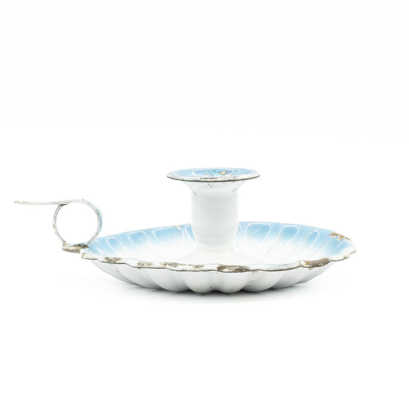 French Enamelware Chamberstick Candle Holder