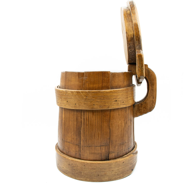18th Century Wood Staved Tankard with Lid