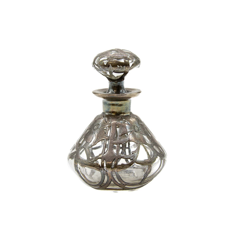 Alvin Mfg. Co. 999 Fine Silver Over Glass Perfume Bottle