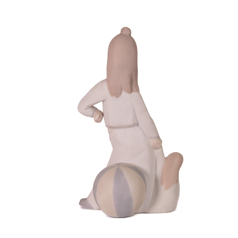 Tang Spain Lladro Style Figurine of a Girl with A Doll and a Ball