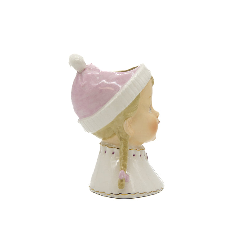 Girl in Toque with Pigtails Head Vase