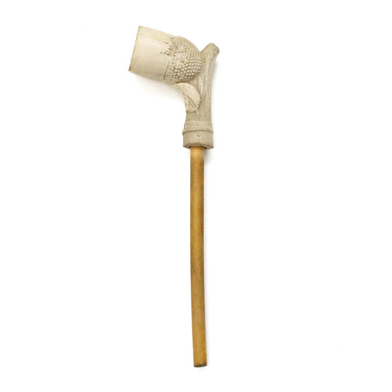 Clay Branch & Leaf Pipe with Narrow Wood Stem