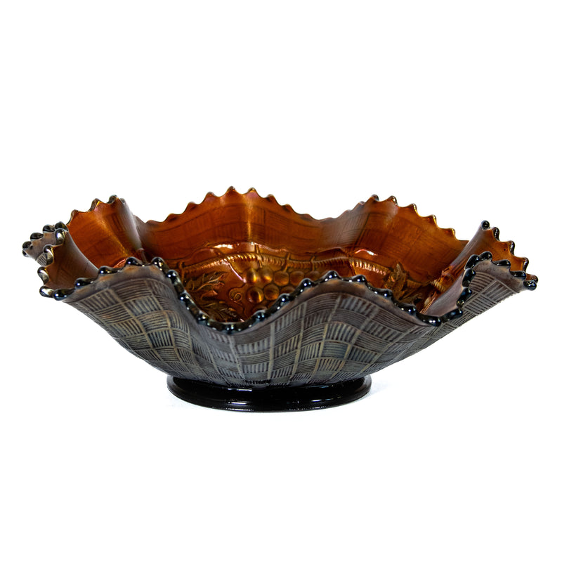 Northwood Carnival Glass Grape & Cable Bowl