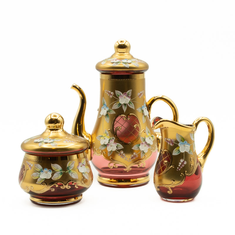 RL Czechoslovakia Bohemian Glass Tea Set