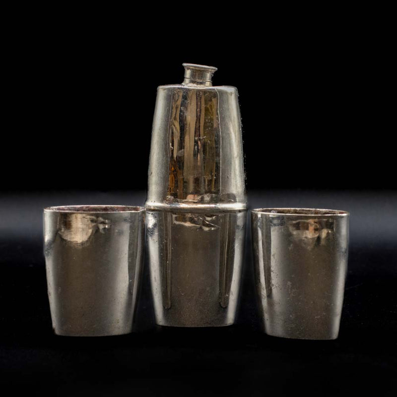 Metal Pocket Flask with Two Nesting Cups